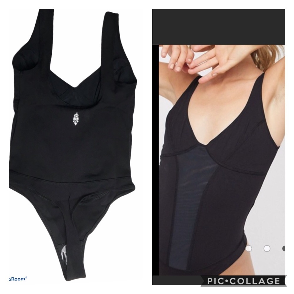 FREE PEOPLE Heart of Gold Leotard Black XS